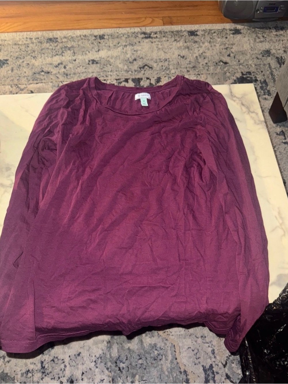 Talbots Deep Plum Long Sleeve Crewneck Top